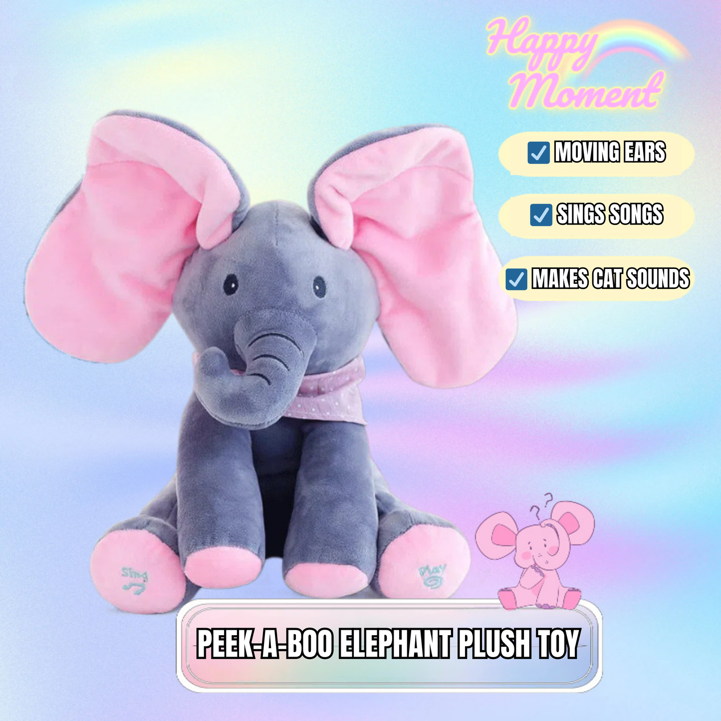 Peekaboo Interactive Singing Elephant Plush