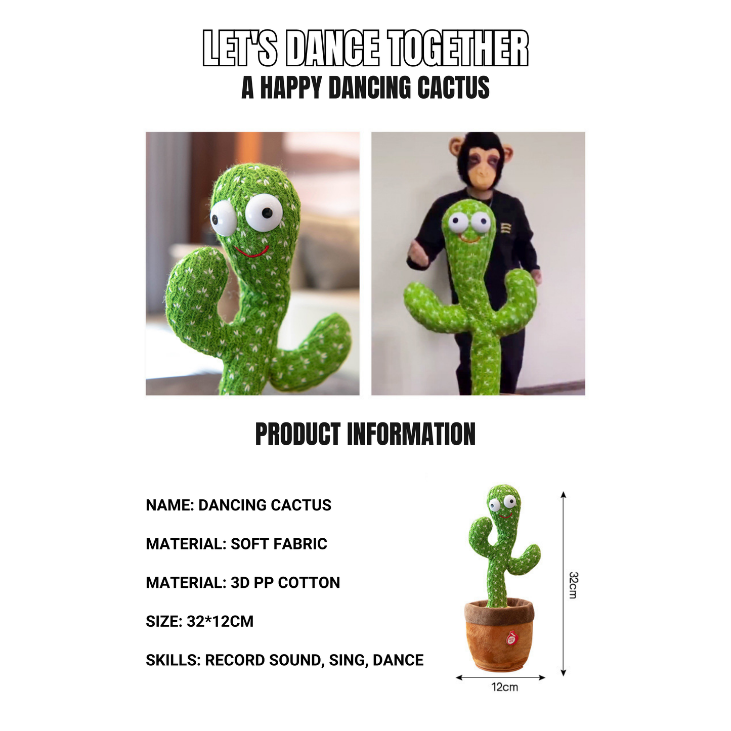 Cactus Singing & Dancing Plush