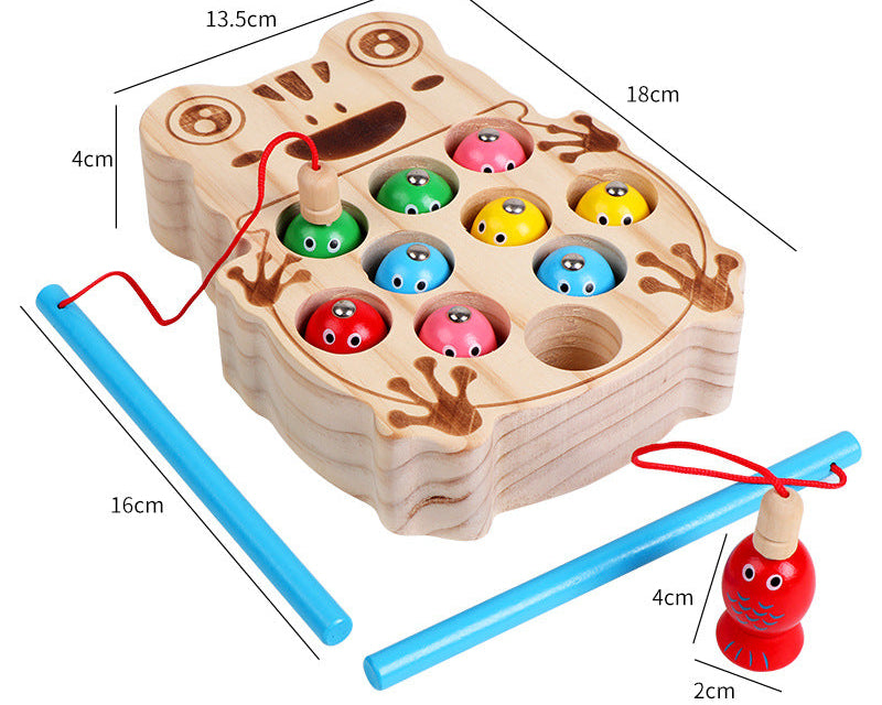 Wooden Frog Fishing Game