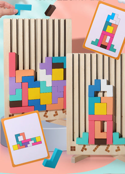 Wooden Tetris Puzzle Stacker
