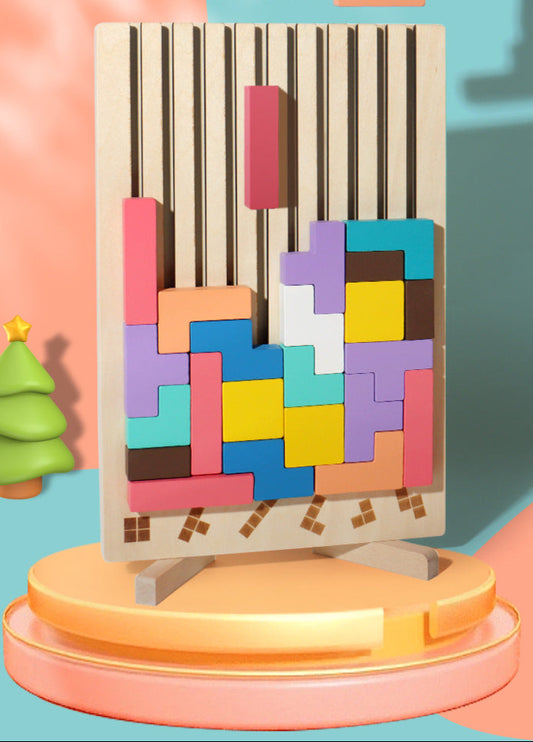 Wooden Tetris Puzzle Stacker