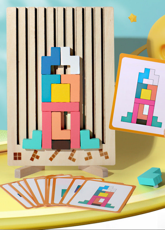 Wooden Tetris Puzzle Stacker