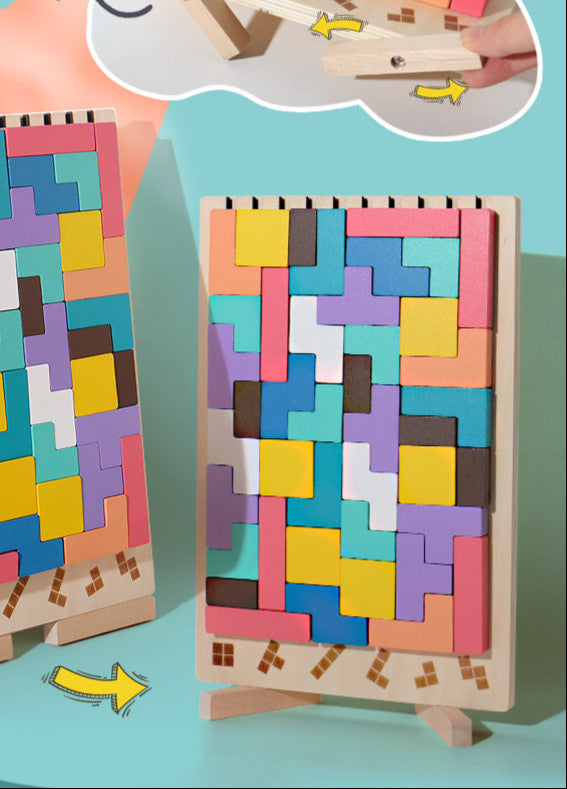 Wooden Tetris Puzzle Stacker
