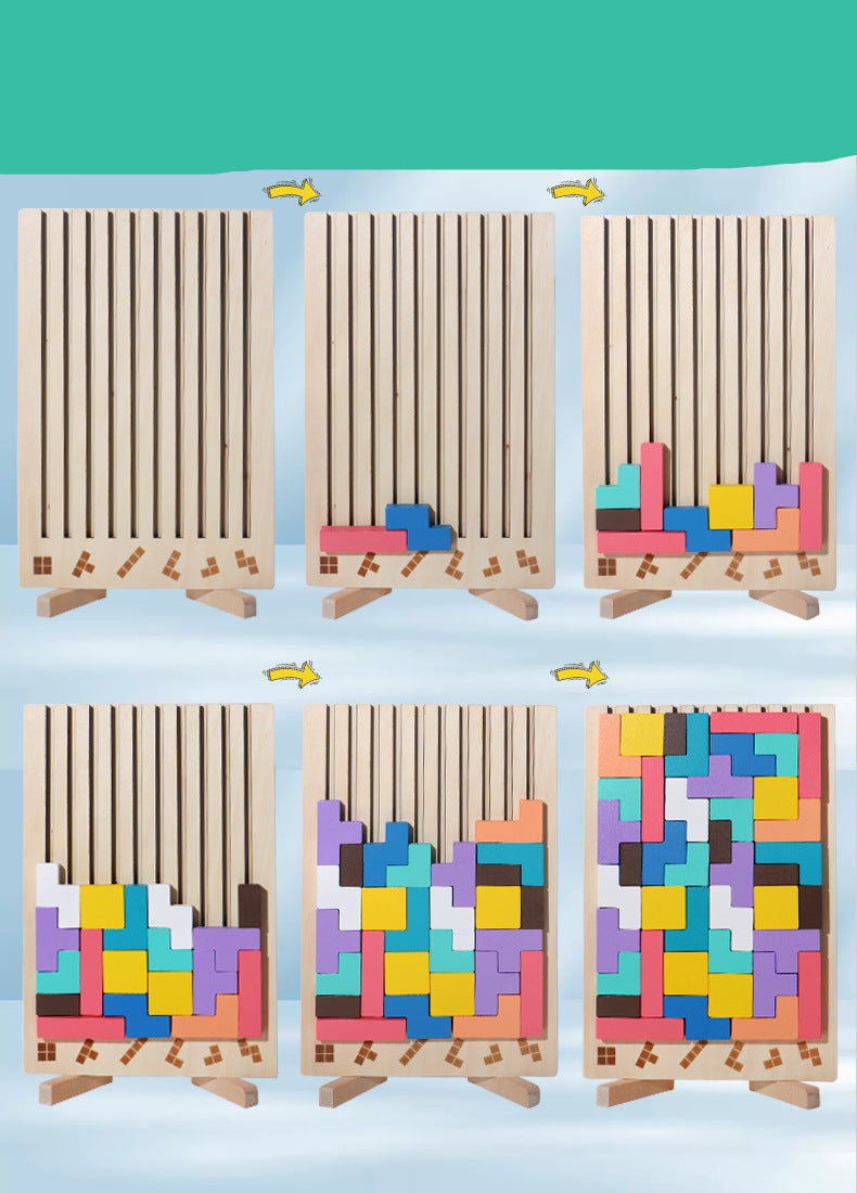 Wooden Tetris Puzzle Stacker