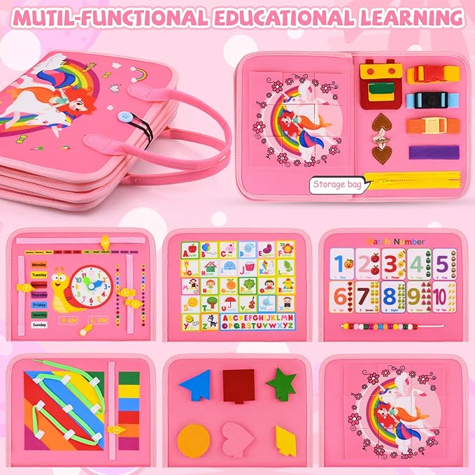 Busy Board Montessori Sensory Toy (Little Unicorn)